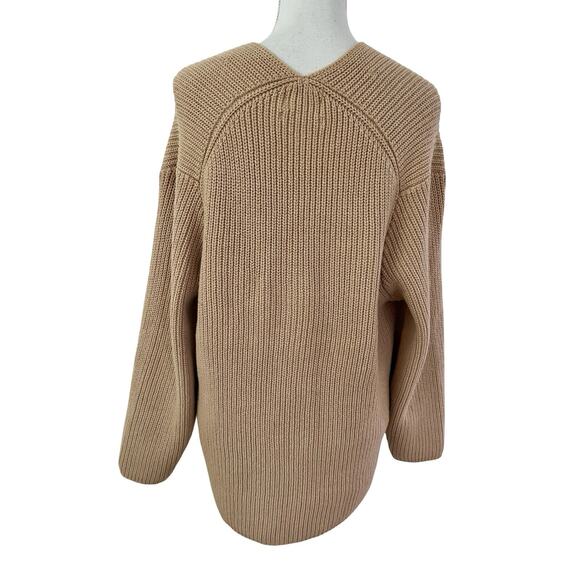Urban Outfitters Ribbed Chunky Knit Sweater Size S Tan Neutral Oversized Capsule - Picture 4 of 8
